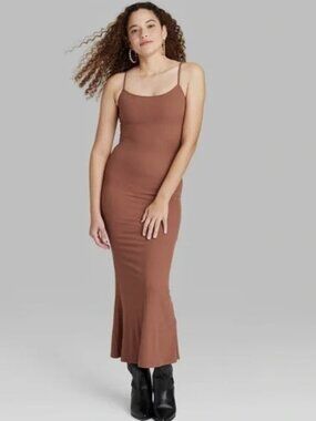 Women's Ribbed Maxi Slip Dress - Wild Fable Brown